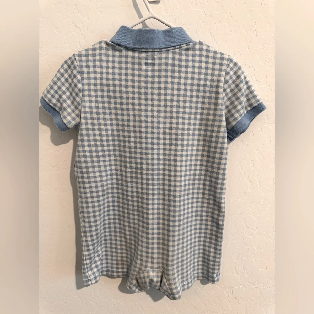 Ralph Lauren Toddler Checkered  Polo Shortalls  One Piece Collared Size 18M